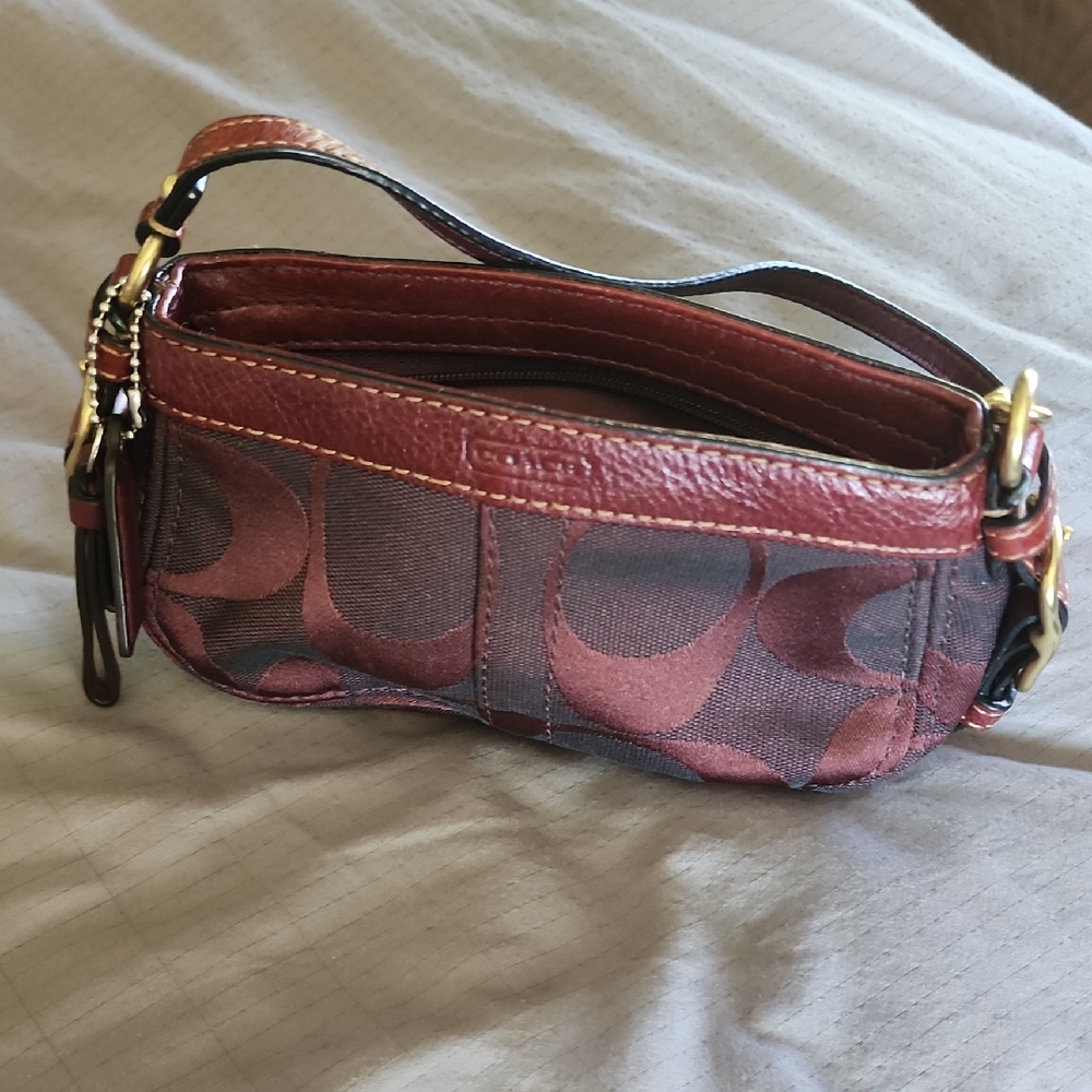 Coach Maroon and Chocolate Mini Bag